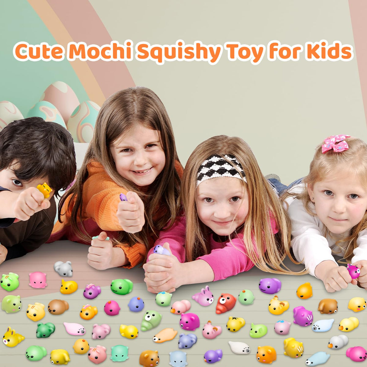 Dioju Colorful Mochi Squishies Set showcases varied designs for imaginative play.