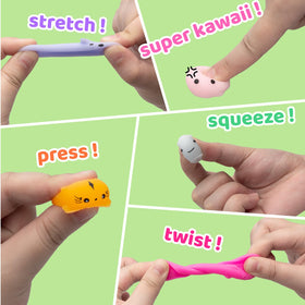 Dioju Mini Kawaii Squishies assortment offers cute animals for tactile play and color learning.