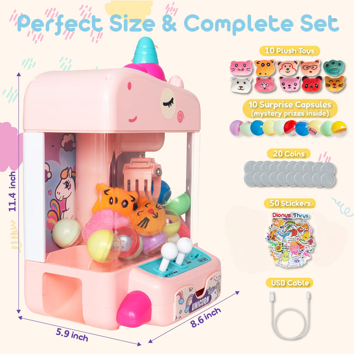 Dionys-Thrys claw machine joystick controls enabling precise grabs
