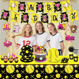 Diosnase softball cake topper crowns the cake with sporty celebration.
