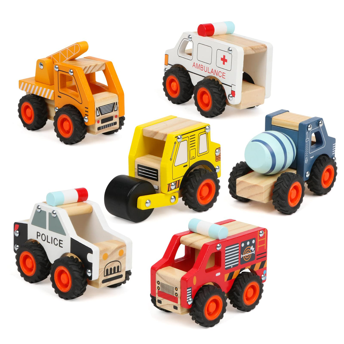 DIPALENT wooden ambulance car promotes imaginative play and fine motor skills