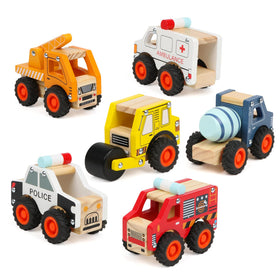DIPALENT wooden ambulance car promotes imaginative play and fine motor skills