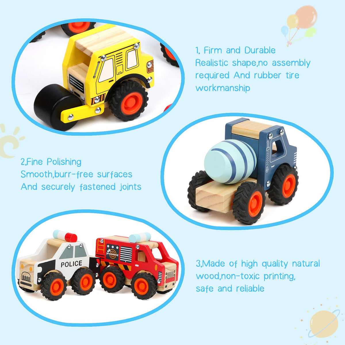 DIPALENT wooden cement truck encourages explorative play and color recognition