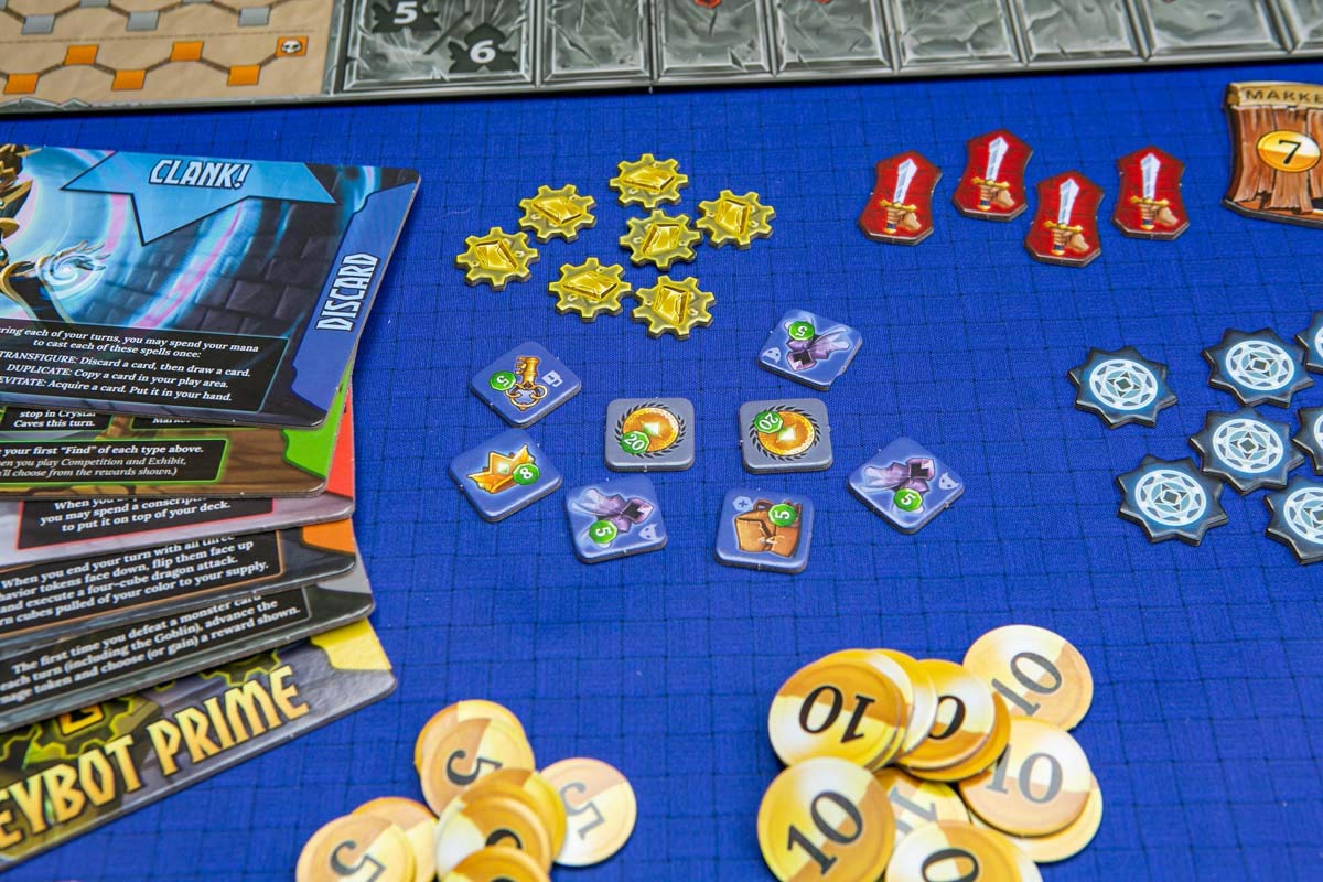Dire Wolf Clank Adventuring Party Game-night setup image highlights party play with 2-6 players.