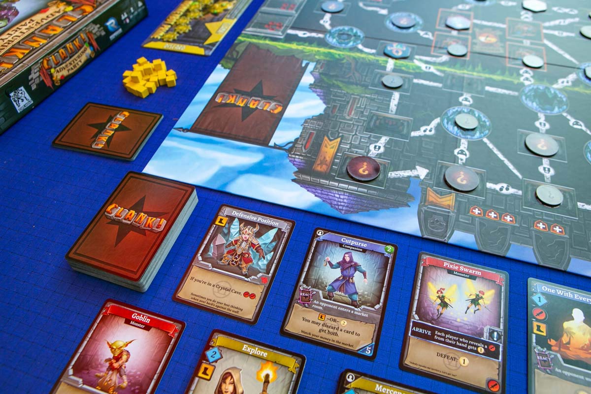 Dire Wolf Clank Adventuring Party React cards in action during opponent's turn increase options.