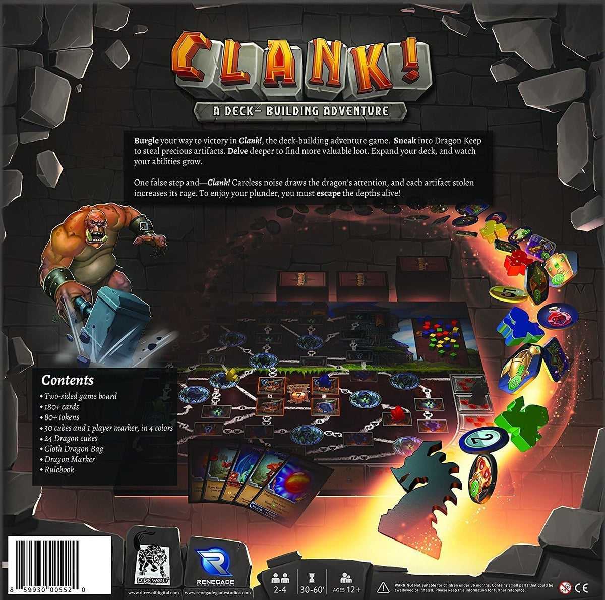 Dire Wolf Clank deck cards enabling tactical planning and deck-building.