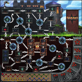 Dire Wolf Clank dungeon map highlighting exploration paths and strategic choices.