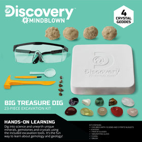 Discovery Big Treasure Dig crystal geodes reveal crystals during exploration.