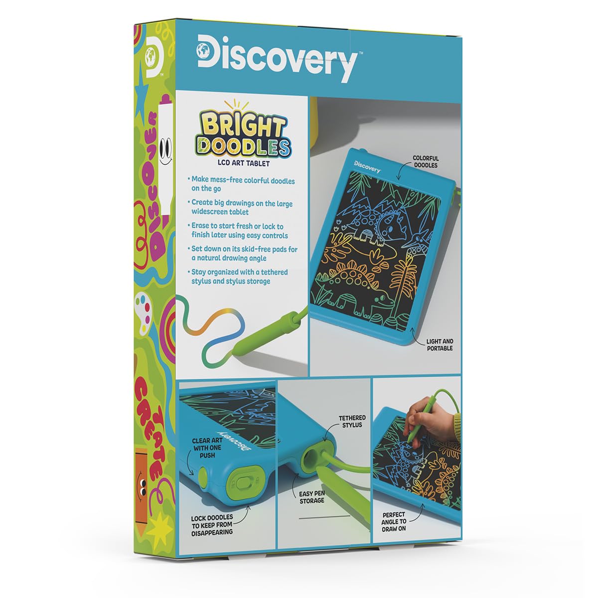 Discovery Bright Doodles lightweight design makes travel and quiet play easy.