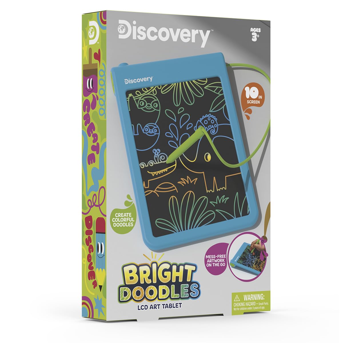 Discovery Bright Doodles tethered stylus stores neatly inside the tablet.