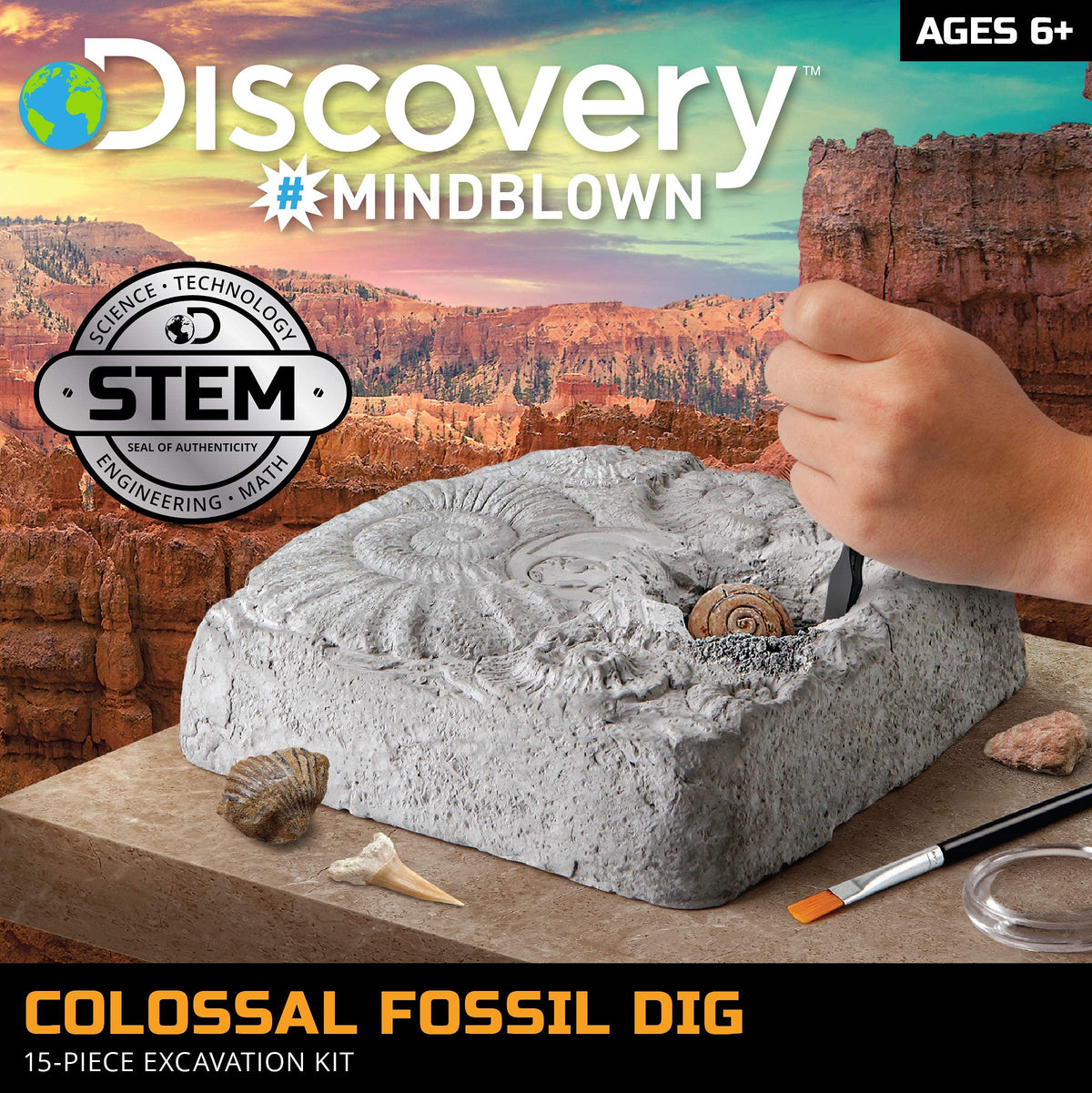 Discovery Colossal Fossil Dig Set chisel for careful excavation and fossil release