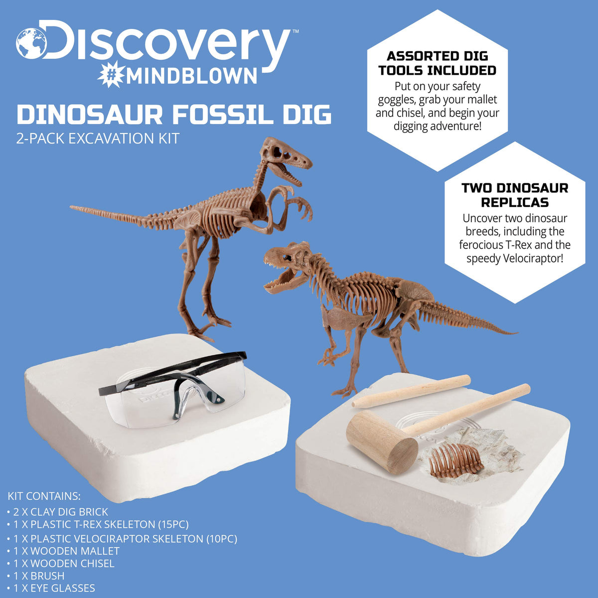 Discovery Dinosaur Dig Kit clay bricks ready for careful excavation and discovery.
