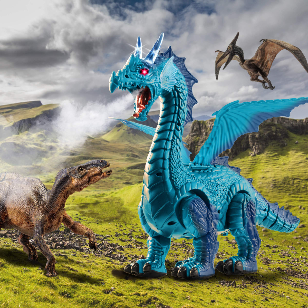 Discovery dragon wings flap during remote-controlled action