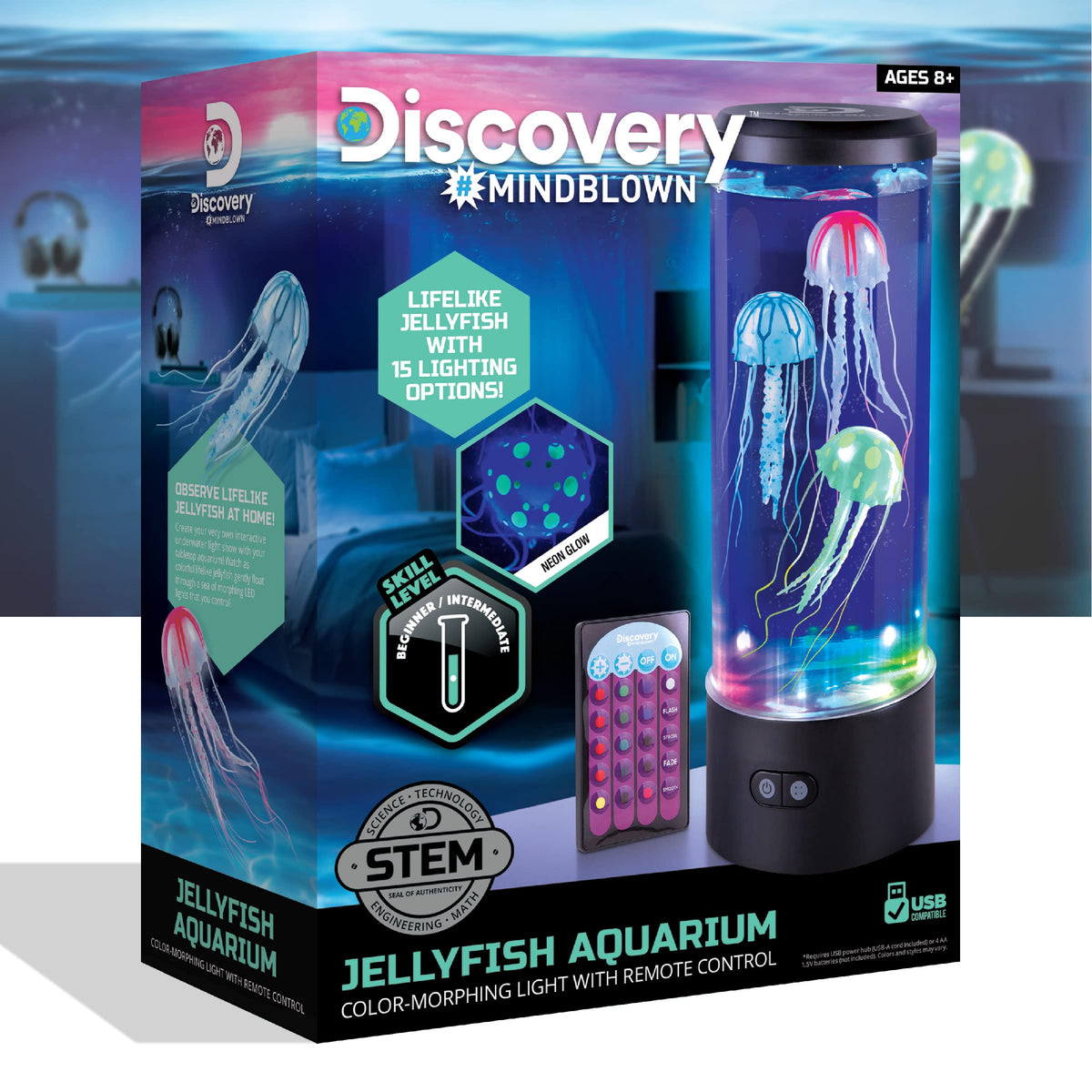 Discovery Jellyfish Aquarium Lamp gift-ready packaging for marine lovers