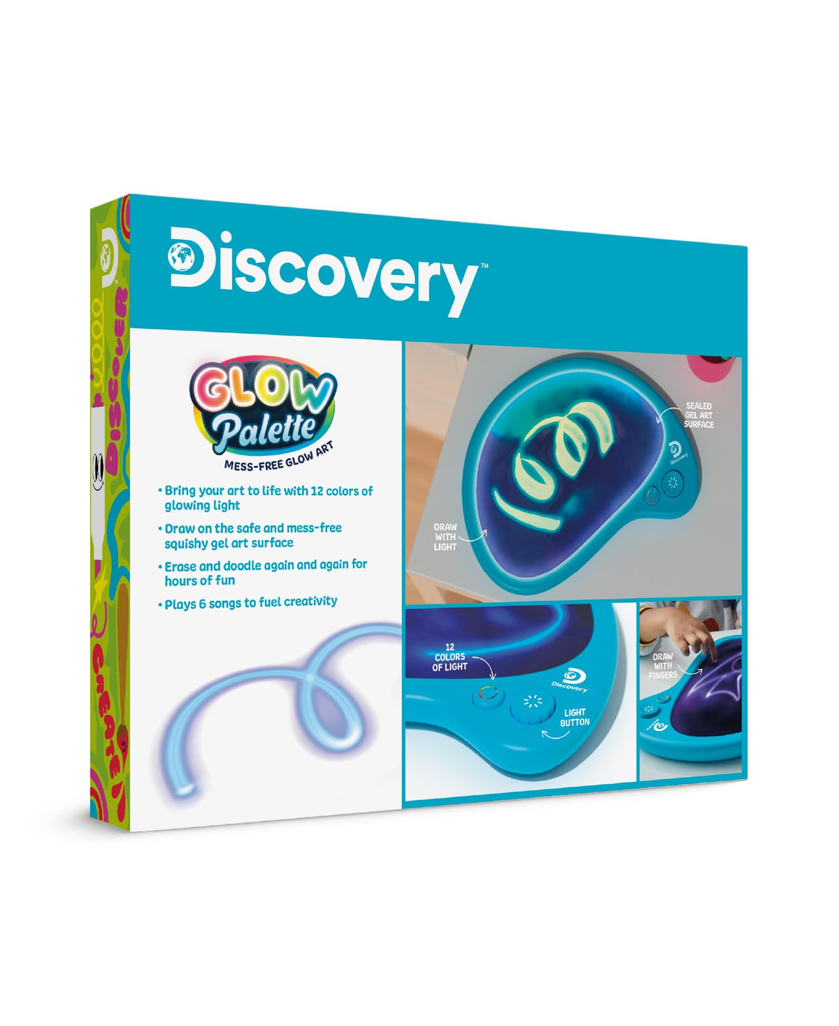 Discovery Mess-Free Glow Palette packaging highlights contents and age suitability