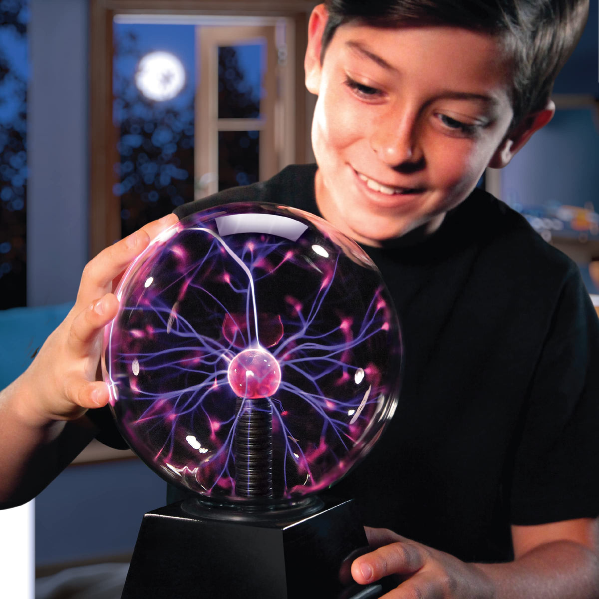 Discovery Plasma Globe sound responsive mode choreographs colors to music.