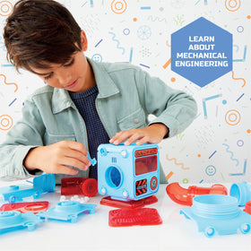 Discovery Prize-Pod Robot Kit capsules image highlights 12 toy capsules for creative problem solving.