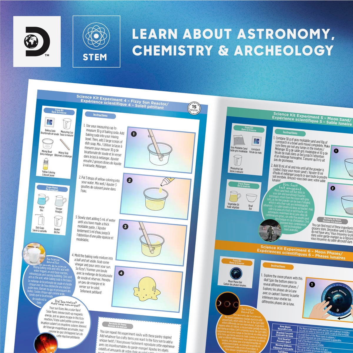 Discovery kit crystal growing powder creates shimmering crystals for hands-on science.