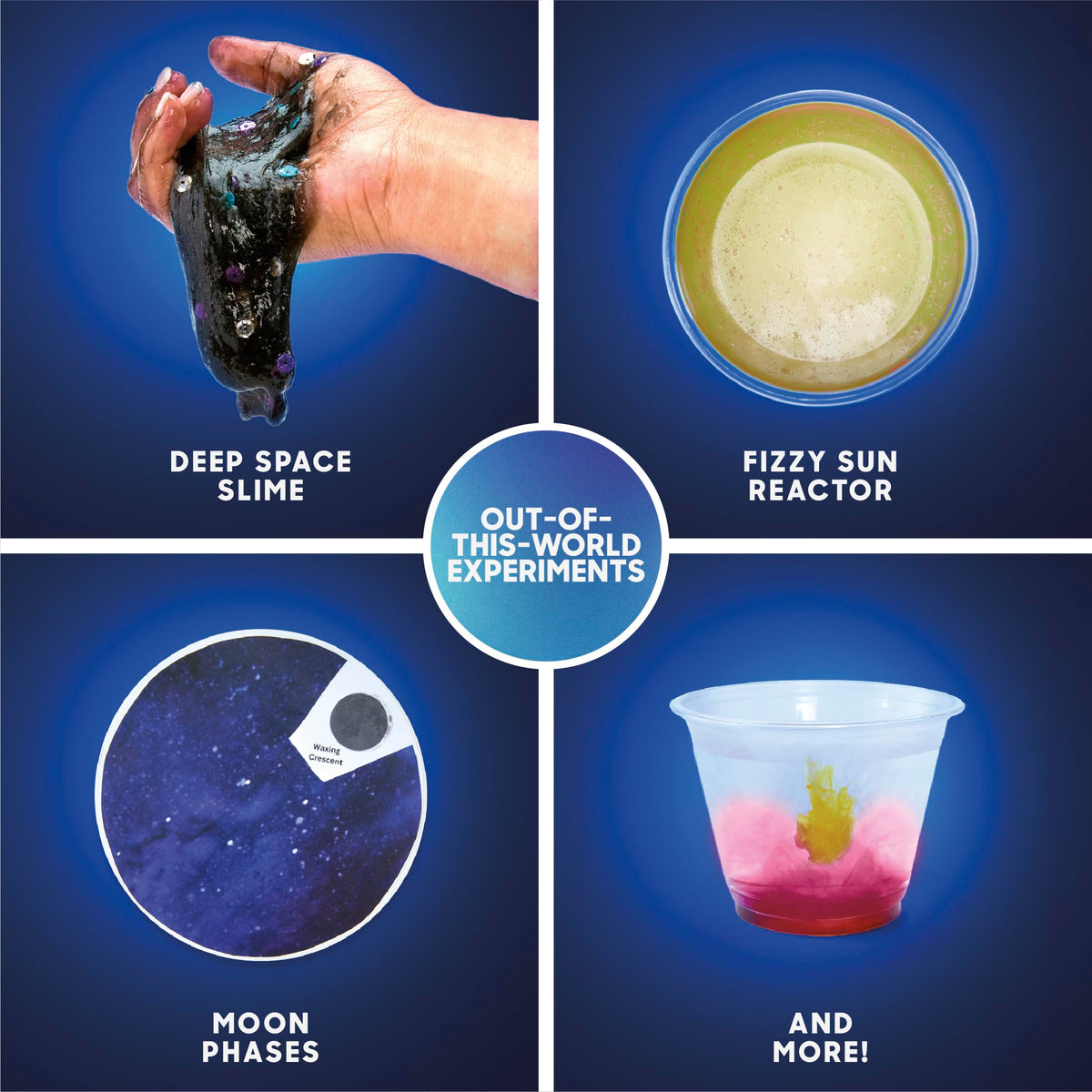 Discovery kit glowing slime delivers vivid galaxy visuals for creative experiments.