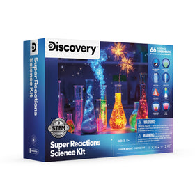 Discovery Super Reactions balloons and citric acid illustrate gas reactions safely.