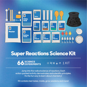Discovery Super Reactions glow potion kit shows vibrant, kid-friendly science effects.