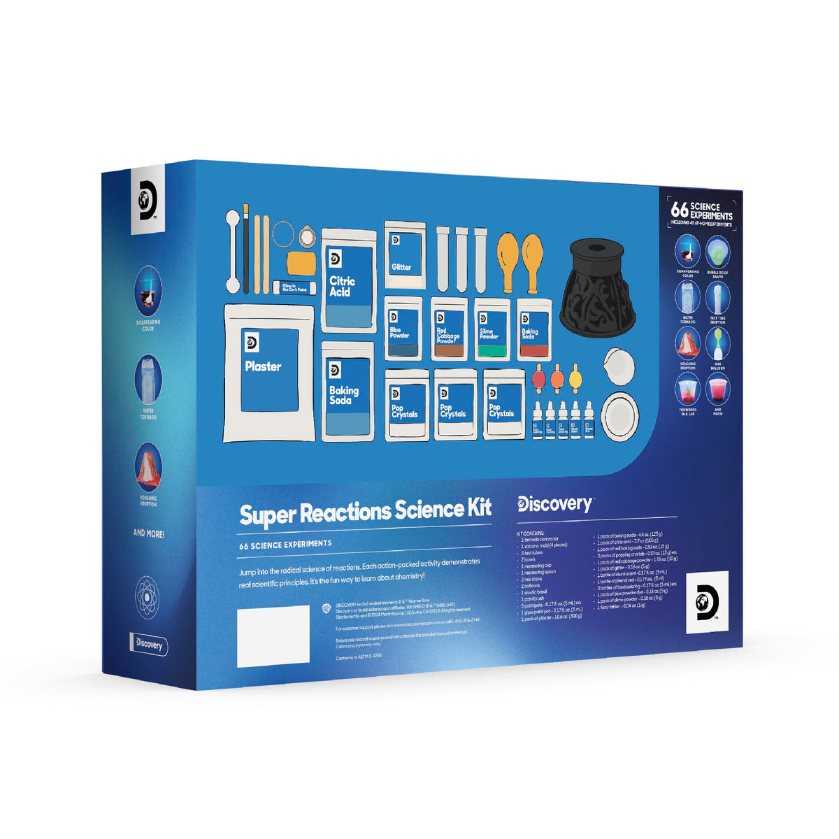 Discovery Super Reactions full-color manual guides clear, age-appropriate experiments.