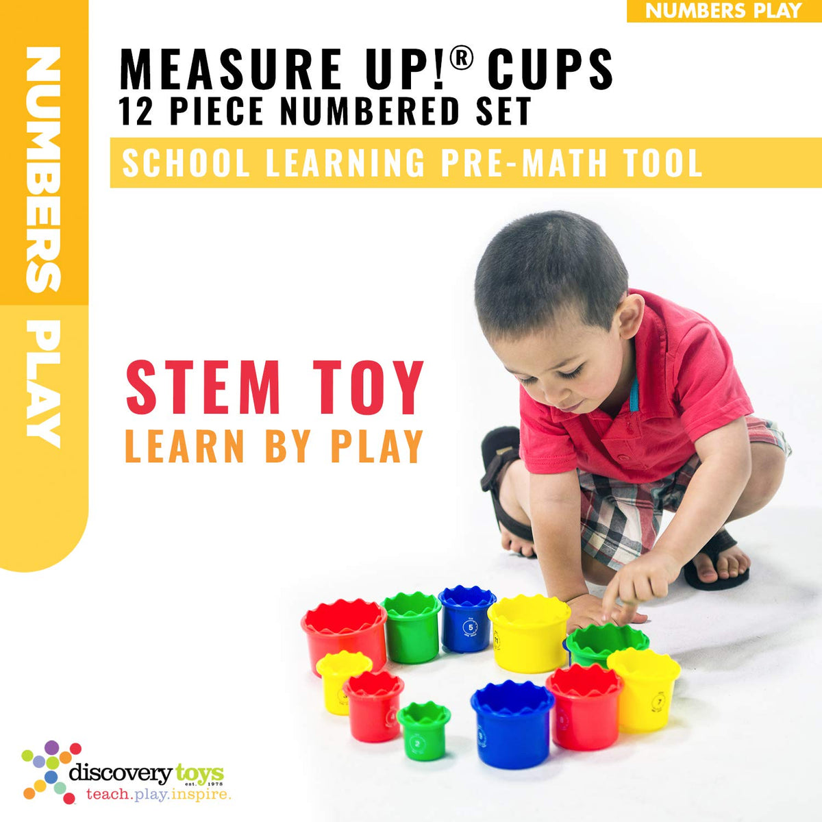 Discovery Toys Measure UP! Cups with animal bottoms for dough or clay play.
