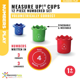 Discovery Toys Measure UP! Cups nest together to save space during play.