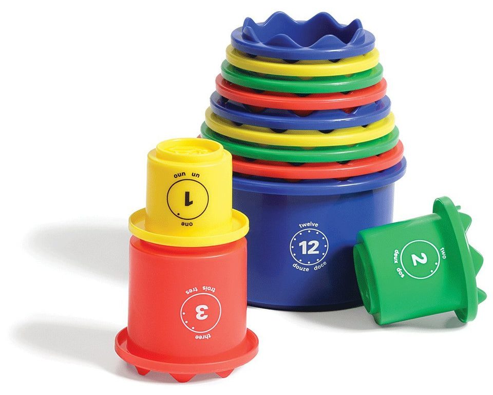 Discovery Toys Measure UP! Cups stacked for early math exploration.