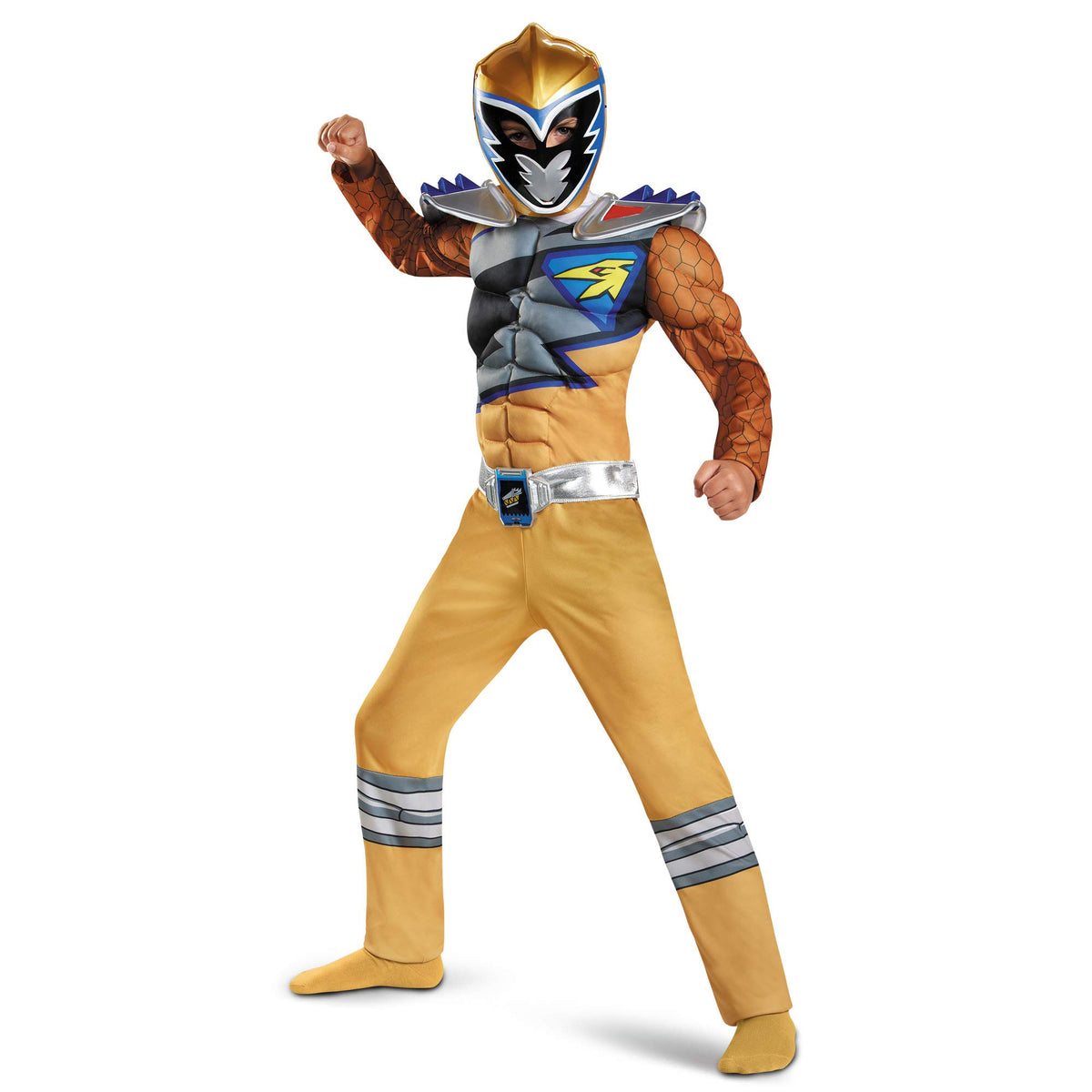 Disguise Gold Power Rangers Dino Charge costume front view for imaginative hero play.