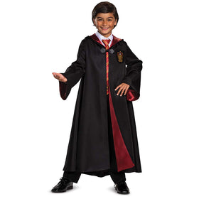 Disguise Gryffindor robe hood detail enhances authentic wizard look.