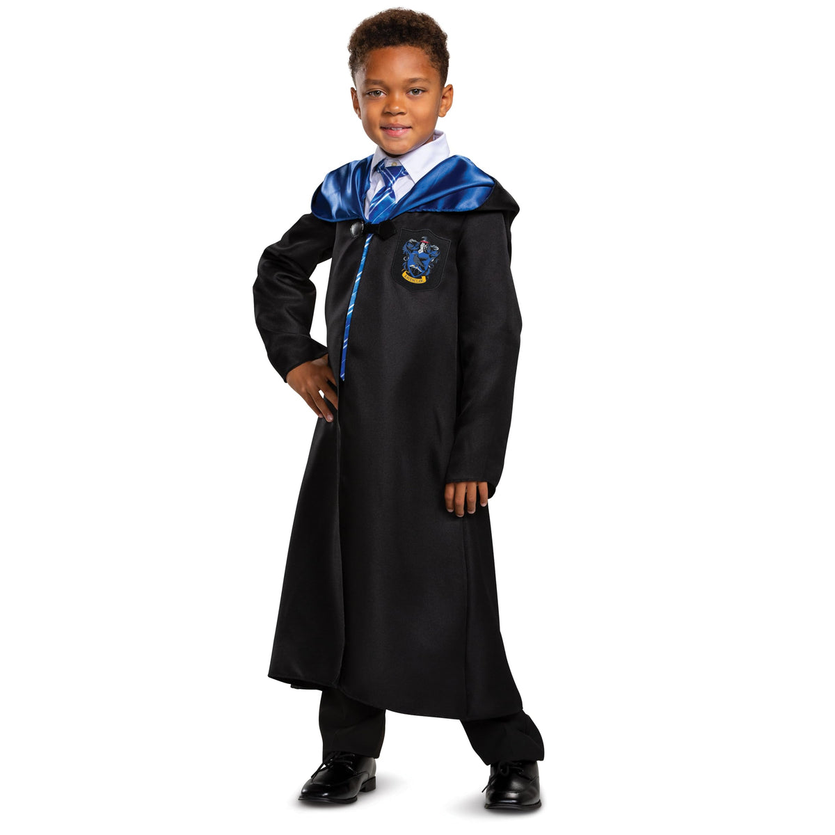 Disguise Ravenclaw robe with hood and satin lining for cozy Harry Potter play.