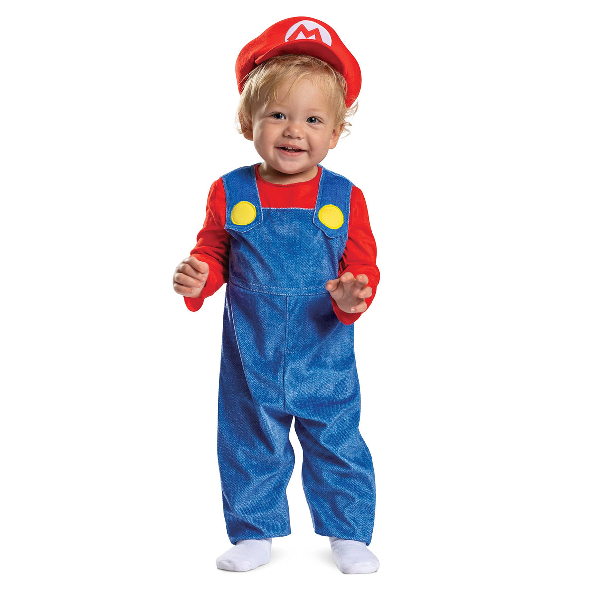 Disguise infant Mario costume foam hat with raised M patch completes look.