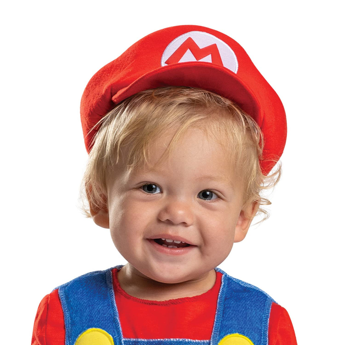 Applique buttons add classic Super Mario details for adorable photos.