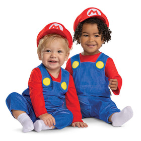 Disguise infant Mario costume overalls for babies, soft and comfortable for all-day play.