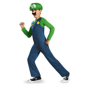 Disguise Nintendo Luigi jumpsuit for kids, durable and comfortable for hours of play.