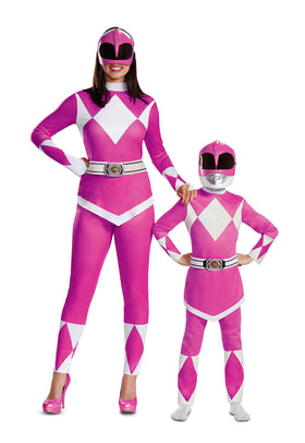 Disguise Pink Ranger Costume mask with elastic band for safe, confident wear