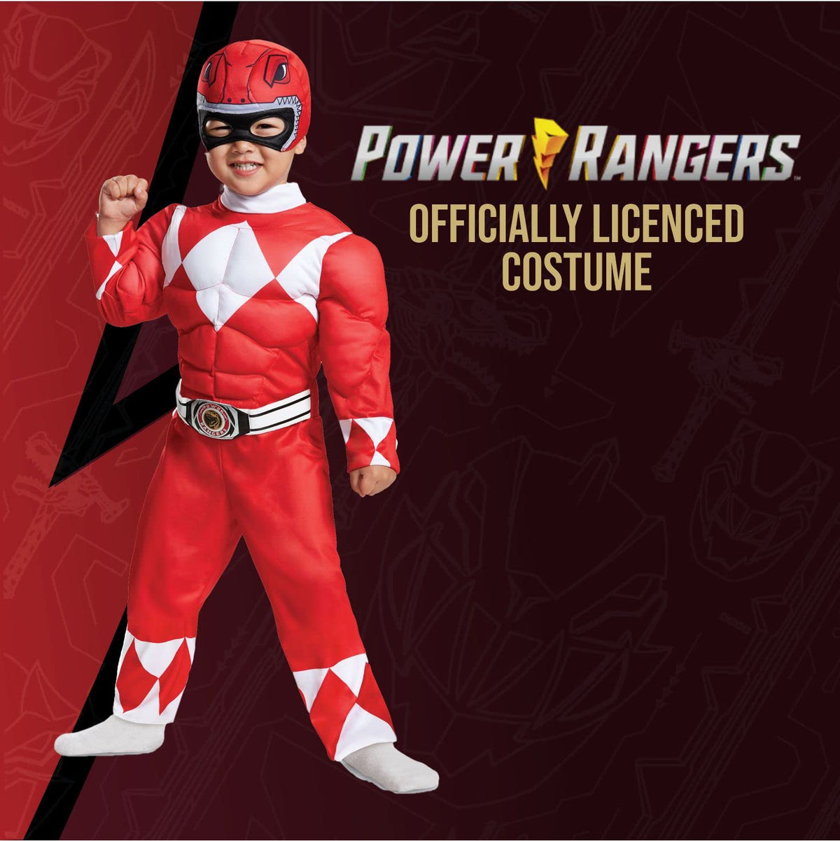 Disguise Red Ranger with attached belt enables quick, heroic look.