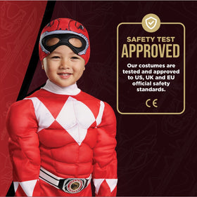 Disguise Red Ranger costume back view highlights durable, comfortable design.