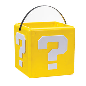 Disguise Super Mario Bros Question Block Treat Pail front view for trick-or-treating and décor