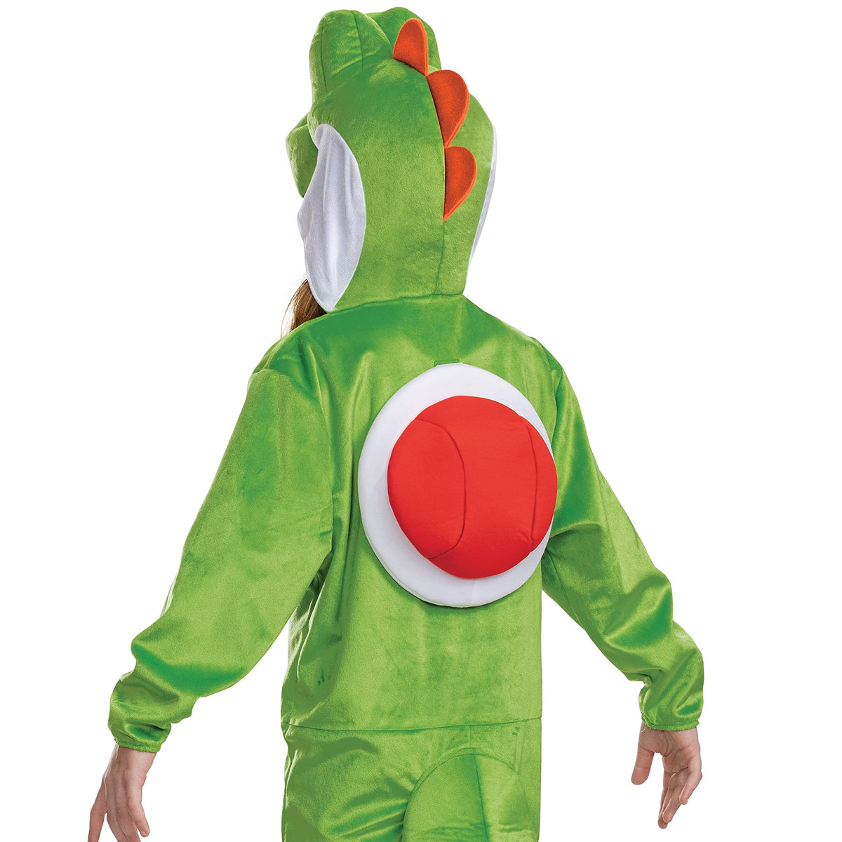 Disguise Yoshi costume shows green scales and yellow belly for instant recognition.