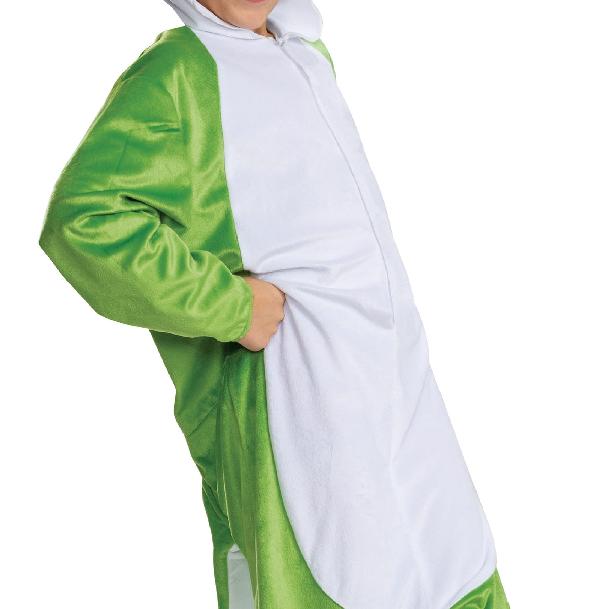 Disguise Yoshi hood features Yoshi face for cozy, imaginative role-play.