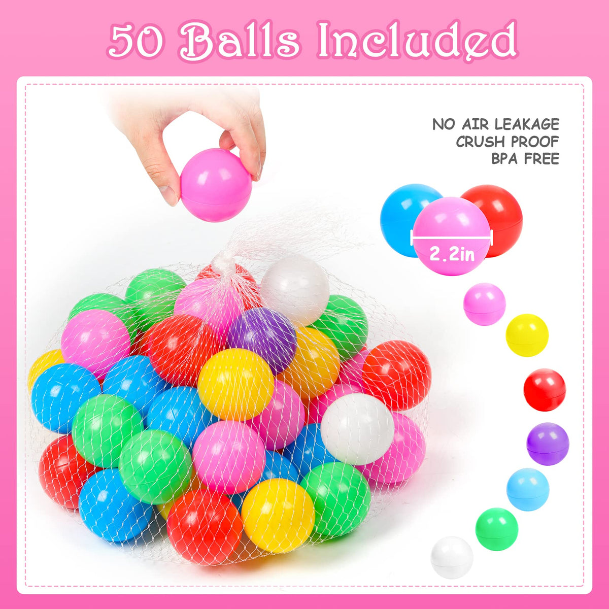 DISHIO ball pit measures 49x33 inches for ample space.