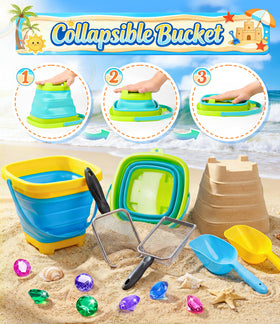 DISHIO collapsible buckets saving space and enabling sandcastle building