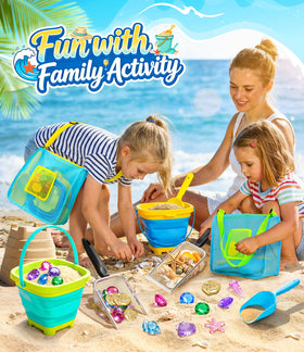 DISHIO treasure hunt set with gems and seashells for imaginative play