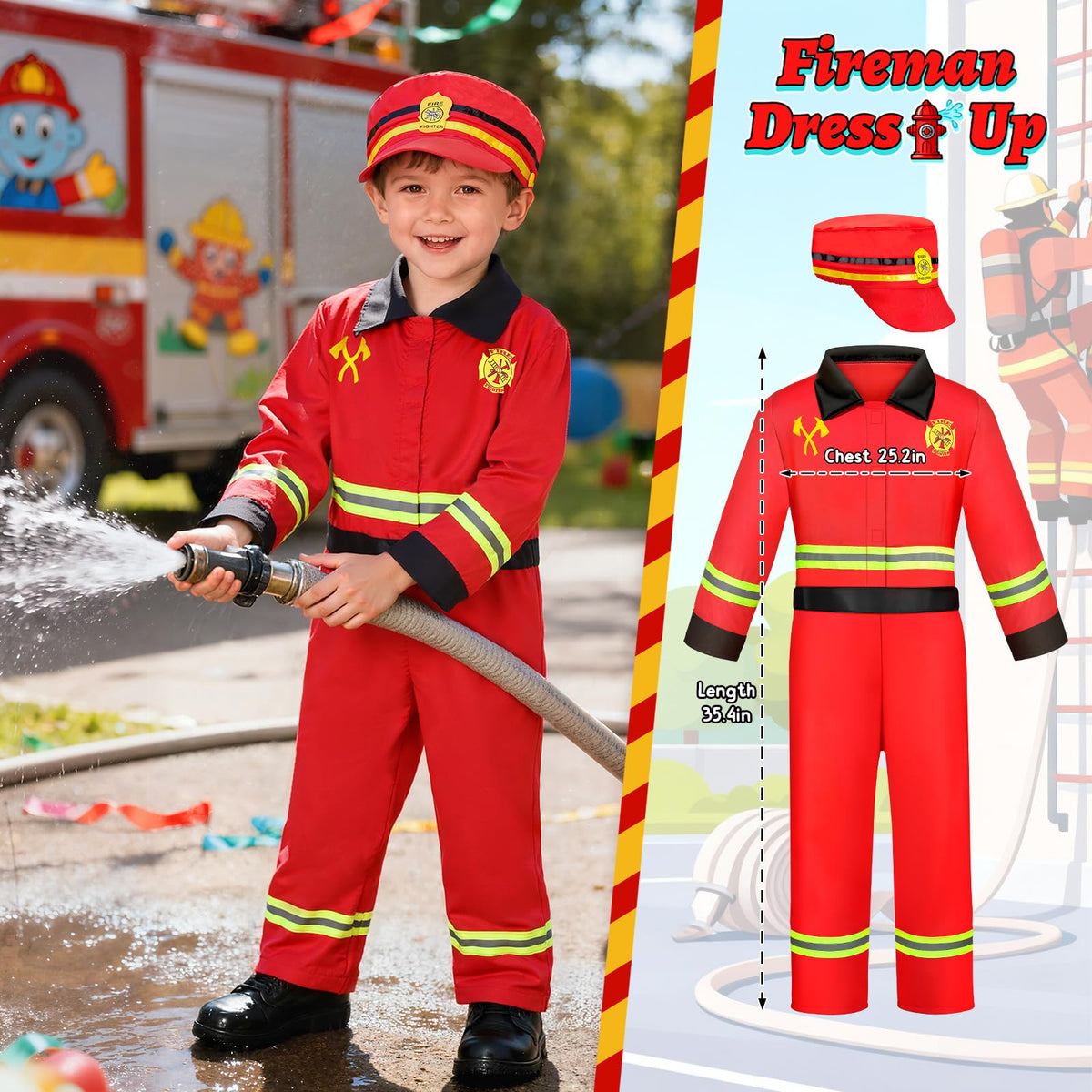 DISHIO firefighter set with helmet for heroic pretend play.