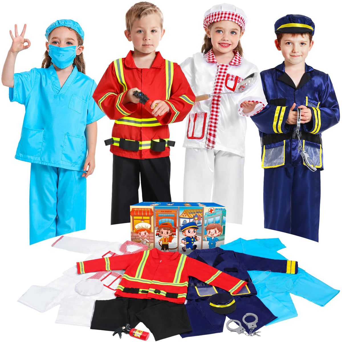 DISHIO police officer costume with accessories for imaginative role play.