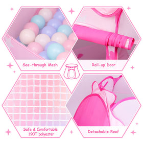 DISHIO Princess Tent doubles as a small ball pit for bubbly playtime.