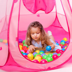 DISHIO princess tent features hexagonal shape with see-through mesh.