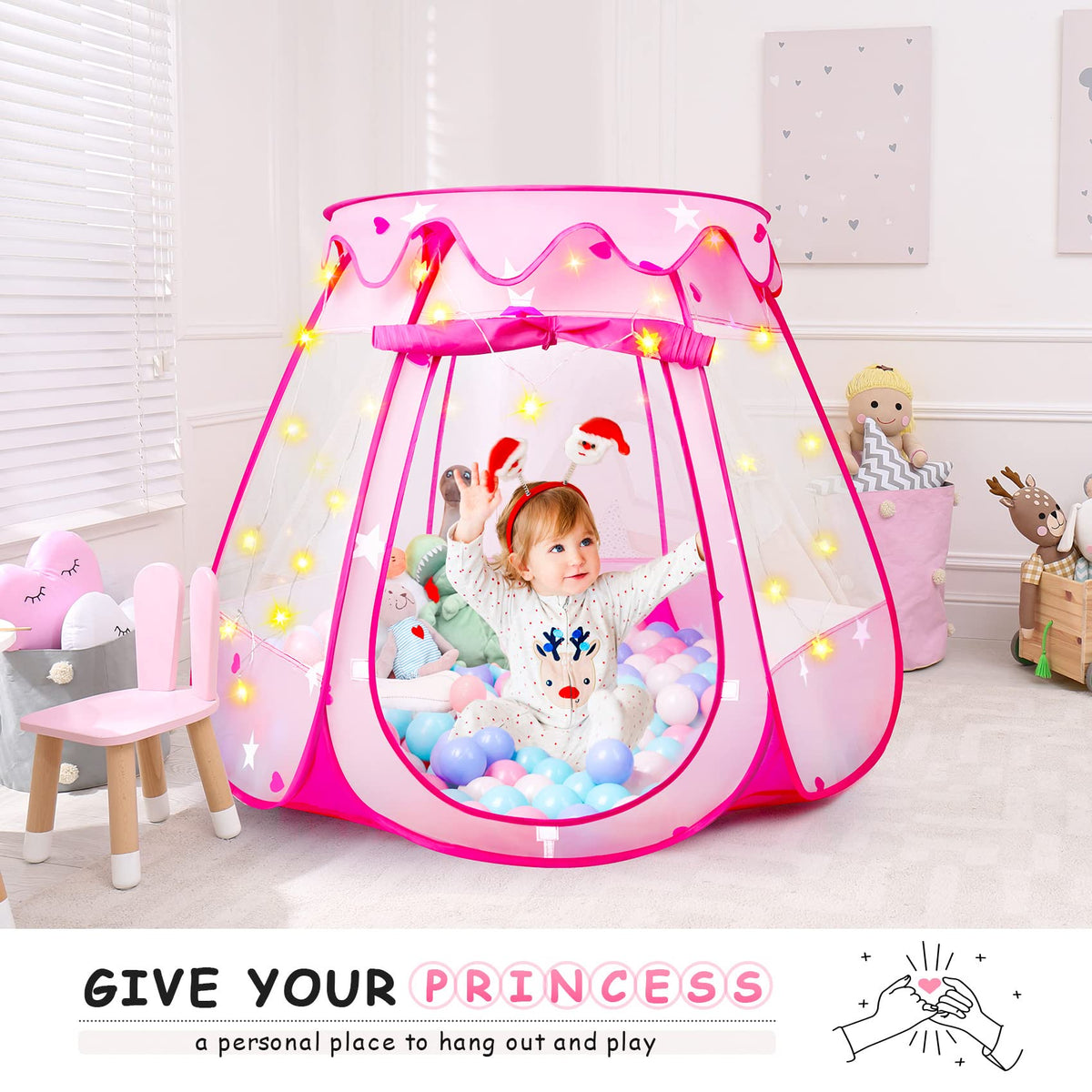 DISHIO Princess Tent see-through mesh helps parents supervise during play.